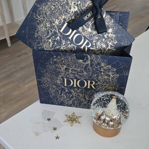 New Never Used DIOR Gift Pouch Christmas Packaging Dior Blue/ Gold Details & Bow